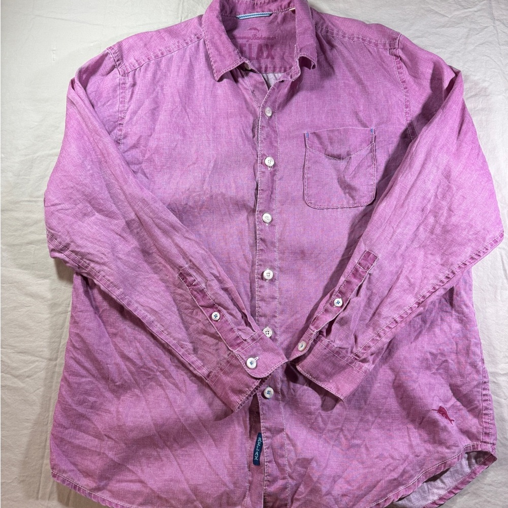 Tommy Bahama 100% Linen Men's Pink Button-Up Shirt